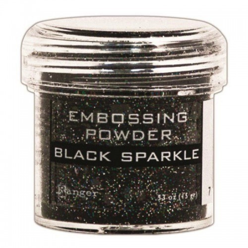 Фина ембосинг пудра - черна с брокат - дъга - Ranger - Black Sparkle Embossing Powder